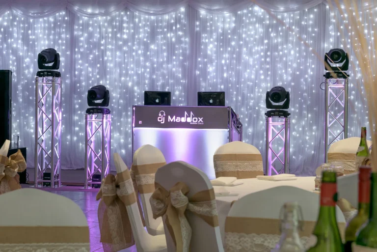 White LED star light wedding backdrop with Mobile Disco setup